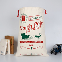 Sac de Noël en toile avec cordon de serrage, motif Père Noël, faible MOQ, impression personnalisée, Express du Pôle Nord, sac cadeau de Noël, prix d'usine