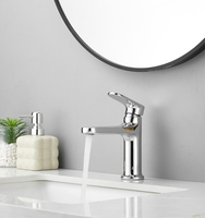 Robinet d'eau rond en laiton chromé Robinet de lavabo monotrou en laiton Robinet de lavabo de salle de bain