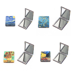 Tissu d'impression personnalisé carré de voyage double face mini miroir de maquillage de poche article promotionnel à double usage - Product Image 5