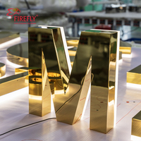 豪华定制 3D 镜面金色 LED 背光标牌 商业标志字母 适用于办公室墙壁 房产开发商大堂标牌