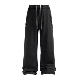 Pantaloni sportivi da <span class=keywords><strong>uomo</strong></span> in felpa francese personalizzati, a vita media, dritti, con coulisse elastica, neri, larghi, in cotone pesante, <span class=keywords><strong>grigi</strong></span>, modello jogger - Product Image 5
