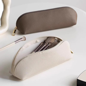 Pochette de voyage en cuir PU pour pinceaux de maquillage, résistante à l'eau, à fermeture ouverte, motif à fils, organiseur de pinceaux cosmétiques - Product Image 4