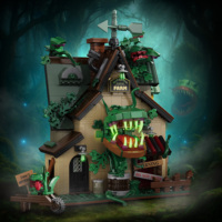Décoration d'Halloween : Blocs de construction Cabane Fleur Cannibale, Ferme d'horreur avec dents phosphorescentes pour enfants et adultes – Cadeau