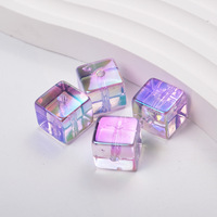 Perles cubiques en acrylique plaqué UV de 12 mm, couleur AB transparente, perles à trou pour la fabrication de bijoux, colliers, bracelets, vente en gros, OEM
