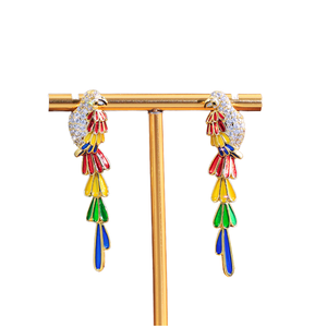 Boucles d'oreilles clous en alliage de zircon coloré plaqué or, style vintage palais et littéraire, vente en gros directe usine transfrontalière - Product Image 2