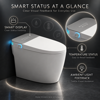 WC intelligent entièrement automatique en céramique avec capteur de pied, chasse d'eau, siège chauffant, télécommande, bidet intelligent monobloc