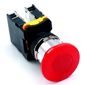 Interrupteur d'arrêt d'urgence en plastique à bouton poussoir tête de champignon rouge, momentané NO/NC, 22 mm - Product Image 2