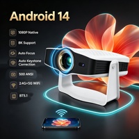 Vente flash - Projecteur LED haute luminosité 500 ANSI lumens, résolution Full HD 1080p, distance de projection de 1 à 5 m, projecteur de cinéma maison