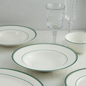 Assiettes à dîner en céramique TQ blanches et vertes, restaurant, steak, pâtes, <span class=keywords><strong>pizza</strong></span>, plat personnalisé rond/ovale, plateau de service, assiettes et plats - Product Image 2