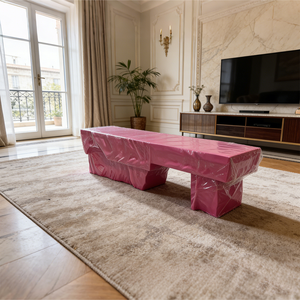 Banc à chaussures rose, tabouret artistique irrégulier, siège <span class=keywords><strong>d</strong></span>'<span class=keywords><strong>entrée</strong></span> de luxe en fibre de verre brillante, ottoman de mobilier créatif - Product Image 6