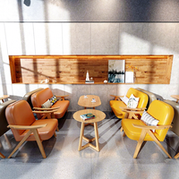 Meubles de restaurant et de café en bois massif, table, chaise, canapé combinés, style minimaliste moderne, 4 places, multifonctionnels