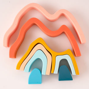 새로운 아기 건물 몬테소리 레인보우 스택 모듈 실리콘 스태킹 장난감 교육용 치아 블록 세트 - Product Image 5