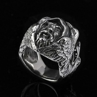 Bagues punk vintage pour hommes, anneaux ajustables ouverts avec motifs Aigle, Dragon, Croix, Esprit, Araignée, vente en gros