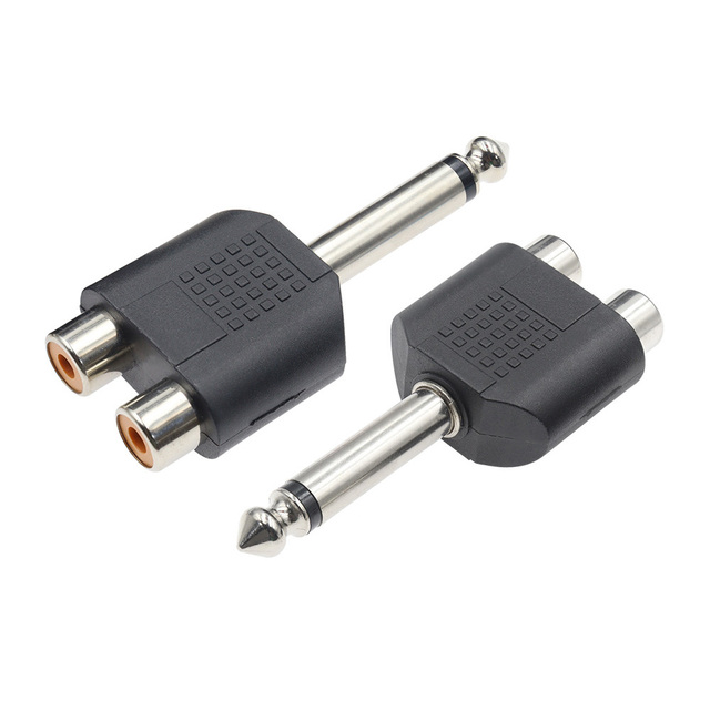 6.5mm Male to 2 RCA Female Audio Adapter Mono Stereo 6.35mm to AV Jack Converter