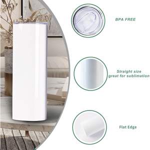 Paquete de 50 Vasos Sublimables de Borde Plano de 20 oz, Vasos Aislantes de Acero Inoxidable con Tapa, Pajita y Posavasos Reutilizables para Bebidas Frías - Product Image 5