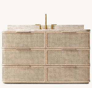 Set di Mobili <span class=keywords><strong>per</strong></span> <span class=keywords><strong>Bagno</strong></span> di Lusso Stile Americano, Mobili da <span class=keywords><strong>Bagno</strong></span> con Lavabo in Legno e Canna, Mobile Extra Largo - Product Image 4