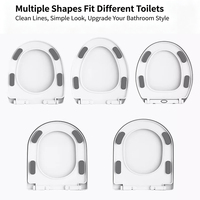 Siège de toilette universel en forme de D, fermeture douce, antibactérien, en plastique, démontage rapide, facile à nettoyer, blanc, en PP