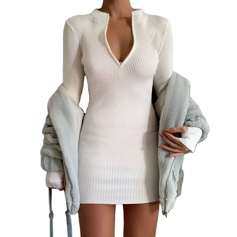 fashion dresses 2021 women Winter Collections Women Dresses Long Sleeve knitted Dress