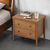 Table de chevet moderne en chêne, sur mesure, avec 2 tiroirs, console d'appoint en bois massif pour armoire de salle d'exposition