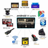 Radio Portátil de 9 Pulgadas Android Carplay con Reproductor de DVD GPS DVR Navegación para Tablero Pantalla de Coche Estéreo MP5 Automático 4+64GB Navegación 2Din