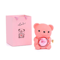 Cadeau de dropshipping pour maman, femme, petite amie, grand-mère, véritable rose éternelle, ours en peluche, coffret cadeau avec collier gravé avec un nom