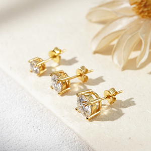 Starsgem Lab Diamond Basket <b>Earrings</b> 0.1ct 0.3ct 0.5ct 1.1ct Non Certified Diamond 10K Solid Gold Stud <b>Earring</b> - Product Image 3