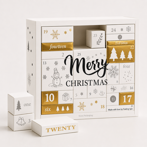 Calendrier de l'Avent 2026 personnalisé en feuille <span class=keywords><strong>d</strong></span>'<span class=keywords><strong>or</strong></span>, boîte pliable vide pour cosmétiques, bijoux, bonbons, cadeaux - Product Image 3
