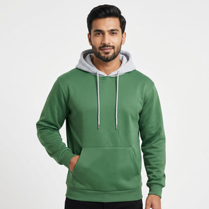 Hoodie d'hiver uni 100% Coton de haute qualité, en velours épais et lourd, demi-zip, épaules tombantes personnalisées, en molleton, coupe oversize, teint uni - Product Image 1