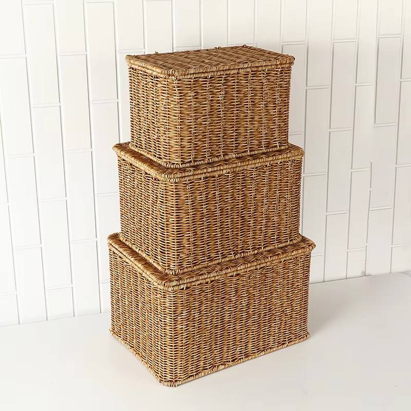 2026 New Style PP Rattan Storage Baskets with Lid High Quality Hot Sale ...