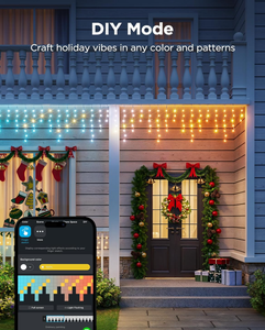 Luces de Navidad Inteligentes RGB de 33 pies y 400 <span class=keywords><strong>LED</strong></span>, Diseño de Carámbanos, IP67 Impermeables, Sincronización con Música, Control por Voz, Uso Interior/Exterior - Product Image 5