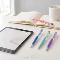 Stylo bille personnalisé avec logo, 2 en 1, métal, cristal, diamant, stylet tactile, vente en gros