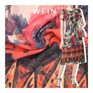 WI-A05 professional fabric supplier border design fancy tropical georgette printed chiffon fabric by meters for dress