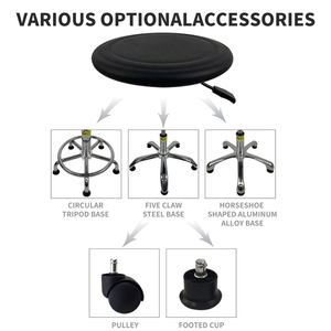 Cadeira Giratória Ajustável em Couro PU com Rodas, Encosto e Estrutura Metálica para Oficina, Escola, Escritório, Balcão e Salão - Product Image 3