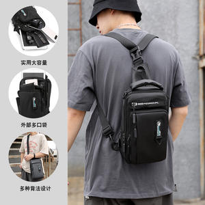 Haoqian Professional Men's Chest <b>Bag</b> <b>Nylon</b> Anti-Theft <b>Crossbody</b> <b>Bag</b> With Usb Charging Everyday Use - Product Image 3