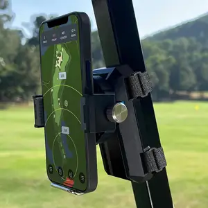 HomeMount Phone Holder For Golf Cart Accessories - Adjustable Strap Fits Phone Holder Strap Attachment To Railing Cross Bar