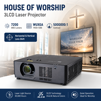 Projecteur laser 3LCD à fonctionnement silencieux, 7200 lumens ANSI, WUXGA, avec correction optique pour églises