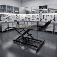 Table élévatrice pneumatique pour réparation de moto Jierui JR001 avec roulettes, capacité 800/1000 lbs, conception facilement déplaçable, garantie 1 an
