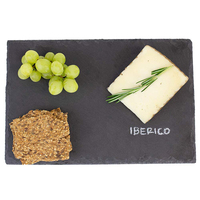 Petit plateau de service rectangulaire en ardoise naturelle écologique jetable avec motif décoratif gravé au laser pour usage en restaurant