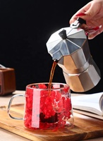 280ml Dubbelwandige Borosilicaat Glazen Koffiemok Echte Gedroogde Bloemen Hittebestendig Vaatwasser- en Magnetronbestendig Modern Design voor