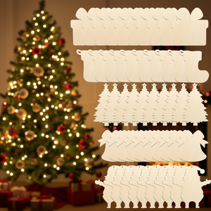 Ornements de Noël en bois non finis, 20 pièces, tranches de bois vierges à suspendre pour l'artisanat DIY, décoration de fête, style rustique - Product Image 2