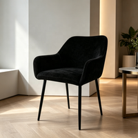 Fauteuil de salle à manger contemporain en gros, revêtement en chenille douce, pieds en métal robustes, pour usage domestique et hôtelier