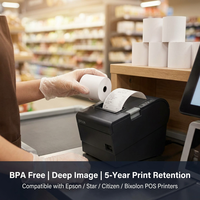 Rollo de Papel Térmico de Una Sola Capa de 80x80mm, 80x60mm, 57x40mm, 65gsm, al por Mayor, para Impresoras de Punto de Venta y Cajeros Automáticos de Supermercados