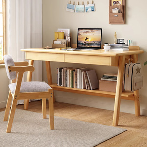 Scrivania in Legno Massello Stile Nordico per Soggiorno, Camera da Letto, Studio, Ufficio Moderno e Semplice, Scrivania per Computer in Stile Giapponese - Product Image 3