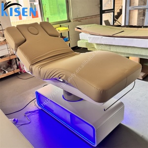 Lit de beauté électrique Kisen pour salon - Table de massage faciale réglable à 3 moteurs avec lumière LED, équipement de spa de luxe - Product Image 3