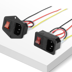 3 Pin IEC320 C14 Inlet Module <b>Plug</b> Fuse <b>Switch</b> Male AC Power Socket 10A 250V <b>with</b> Wire - Product Image 2