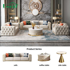 Ensemble de canapés modernes de luxe en <span class=keywords><strong>cuir</strong></span> <span class=keywords><strong>blanc</strong></span> 3 places Meubles rembourrés de haute qualité Bouton capitonné pour la maison, la villa, l'entrepôt et la vie - Product Image 1