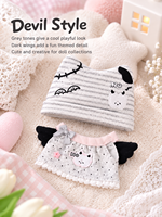 Vêtements de poupée en coton personnalisés de 10 cm, série Ange et Diable, ensemble de tenues de remplacement mignonnes