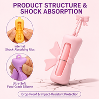 Étui en silicone écologique pour rouge à lèvres, anti-rayures, portable, support de rangement pour baume à lèvres suspendu, porte-clés