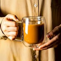 Tasses à café en verre borosilicate transparent à double paroi avec logo personnalisé, isolation thermique, pour boire de l'eau