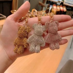 <b>Custom</b> Rhinestone Bear Diamond <b>Key</b> <b>Ring</b> Leather Strap Wristlet Car <b>Key</b> Chain Bag Charm Crystal Bling Keychains - Product Image 3